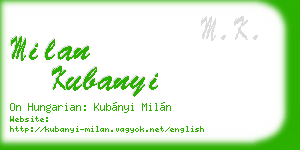 milan kubanyi business card